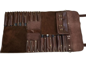 Bolsas de Herramientas para Chef de Cuero Genuino de Alta Calidad, Multibolsillos, Hechas a Mano, Correas Ajustables, Enrollable, Almacenamiento de Cuchillos - Product Image 2