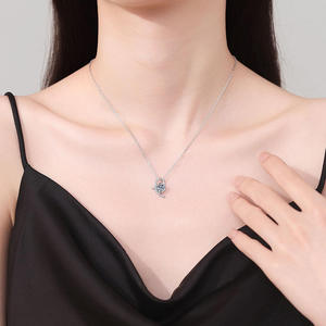 Collar de Plata de Ley S925 de Estilo Clásico para Mujer, con Colgante de Moissanita Multicolor de Lujo Ligero, Joyas de Perlas Negras, Regalo - Product Image 5