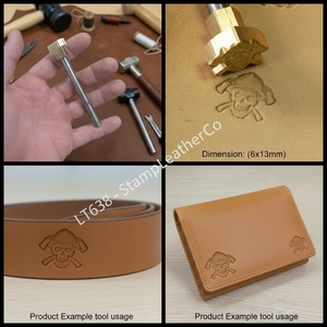 LT638 Tampon en cuir Crâne Chapeau de pirate 6x13mm (3/13 \ "X 1/2 \") pour l'artisanat du cuir - Product Image 1