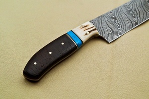 Venta al por mayor personalizado OEM ODM servicio precio barato de alta calidad de acero de Damasco profesional hoja afilada cocina Chef cuchillo mango - Product Image 3