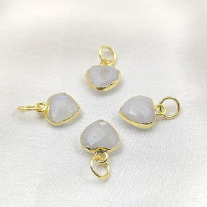 Pendentif en argent sterling 925 avec pierre de lune arc-en-ciel en forme de cœur facetté - Pierre précieuse en forme de cœur pour la fabrication de bijoux DIY - Product Image 3