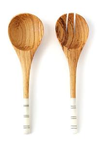 Ensemble de service à salade en bois d'acacia à poignée en résine, service de service à salade Unique, ensemble de couverts avec accessoires de cuisine en bois d'olive 100% - Product Image 5