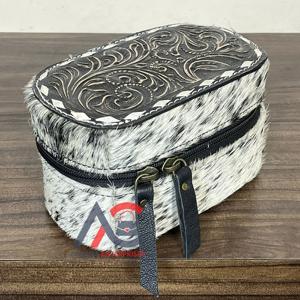 Nuevo Estuche de Joyería Mini de Cuero Vacuno Hecho a Mano, Organizador de Viaje Portátil Estilo Occidental para Anillos, Aretes, Collares y Pulseras - Product Image 1