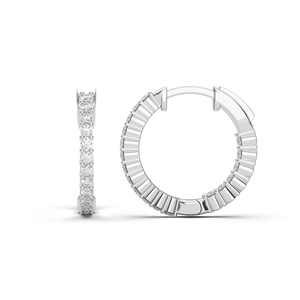 Glamour de diamantes discretos 1.00Ct Pendientes de aro de diamante cultivado en laboratorio redondo en oro blanco de 14K Venta al por mayor OEM - Product Image 4