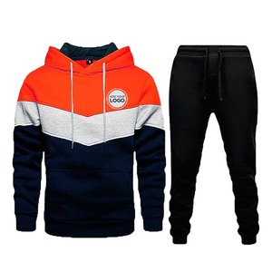 <b>Mens</b> Streetwear Solid Fleece Jogging Tracksuit Full Zip Hoodie and <b>Joggers</b> Windproof <b>Polyester</b>/Cotton - Product Image 1