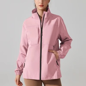 Chaqueta de lluvia impermeable ligera para mujer, abrigo cortavientos con cuello levantado y cremallera completa para senderismo, Camping, camisetas activas para correr - Product Image 2