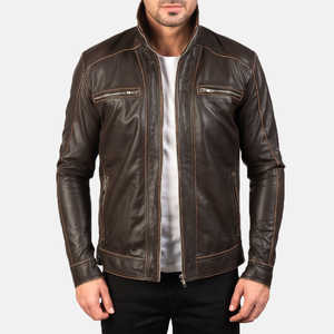 <b>Top</b> Design Men's Winter Jacket 100% <b>High</b> Quality <b>Leather</b> Customizable Full Sleeve Stand Collar Reasonable Price - Product Image 4
