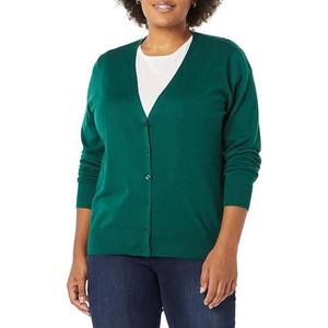 Green Women's Autumn Casual Clothing Knitwear <b>Cardigans</b> Cotton Bamboo Fiber Knit V Neck Double Breasted Regular Fit <b>Cardigan</b> - Product Image 1