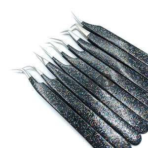 แหนบต่อขนตาสแตนเลสแบบเรียบญี่ปุ่นปลายสีเงินแวววาวเคลือบตามสั่ง - Product Image 4