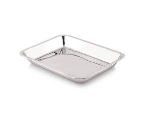 Rectangular Chrome Stainless Steel Food Contact Safe Disposable Serving & Baking <b>Tray</b> with <b>Mirror</b> Polish Finish - Product Image 2