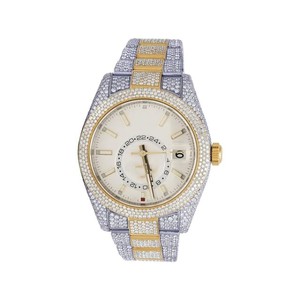 Montre de luxe automatique à tourbillon avec cadran en verre analogique en acier inoxydable mécanique VVS Moissanite pour hommes et femmes - Product Image 1