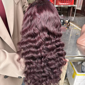 Peluca de cabello humano vietnamita 100% real, no Remy, rizado birmano color vino, con doble trama cosida a máquina, precio mayorista para negras. - Product Image 1