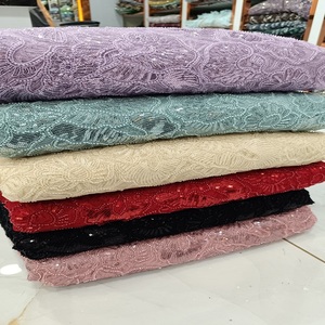 Tissu en polyester 100% de haute qualité pour la couture brodée de perles de travail manuel maille matériel à forte demande pour les robes de mariage importées - Product Image 3