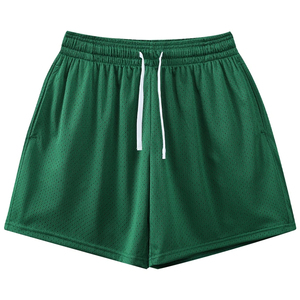 Pantalones cortos de malla para hombre con logotipo personalizado para verano, pantalones cortos de playa transpirables americanos para fitness, patrón sólido, estilo informal ecológico - Product Image 3