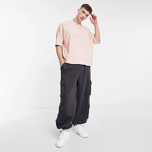 เสื้อท่อนบน100% ทำจากผ้าฝ้ายฤดูร้อนของผู้ชายเสื้อโอเวอร์ไซส์ลำลองแห้งเร็วระบายอากาศใช้ในยิมดีไซน์ไหล่ตก - Product Image 4