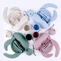 Ensemble d'alimentation pour bébé Ketaili sans BPA, en silicone de qualité alimentaire, classique, sucette, bavoir, réutilisable, écologique, imperméable, portable, 5 en 1