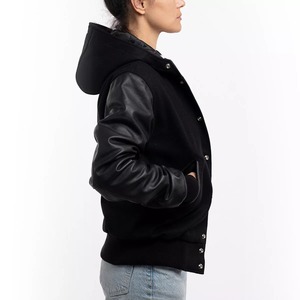 OEM personnalisé hommes de haute qualité en laine corps en cuir manches broderie patch letterman varsity veste - Product Image 3