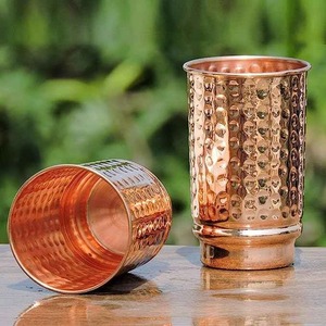 Plain Pure Copper Pint <b>Glass</b> Tumbler with Long Stem for Drinking Water Classic Style Customizable - Product Image 2