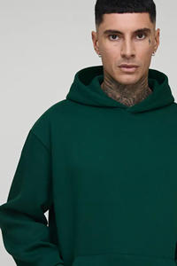 Sudadera con Capucha Estampada de Invierno para Hombre, Talla Grande, Diseño Bordado Personalizado en Verde Sólido, Transpirable, 100% Algodón, Calidad Premium - Product Image 2