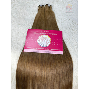 100% Extensiones de cabello crudo vietnamita Medio Ceniza Marrón Natural Sedoso Liso con rizo italiano Sin enredos Sin desprendimiento Paquetes crudos - Product Image 3
