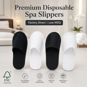 Chaussons jetables antidérapants en tissu non tissé à faible MOQ pour <span class=keywords><strong>spa</strong></span>, voyage en famille et réception - Product Image 1