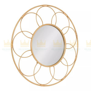 Espejo de pared de ratán redondo de transición espejo de pared decorativo montado en la pared para decoración del hogar - Product Image 4