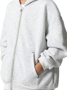 Boys Gray Cotton Tracksuit Hoodie With Zipper Full Length Pants Loose Fit Casual Jogging Suit Solid Color Autumn Wear - Product Image 4