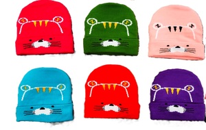หมวกบีนนี่สำหรับเด็กผ้าโพลีเอสเตอร์ถักลายพิมพ์สูงหลากสีสำหรับฤดูหนาว - Product Image 4