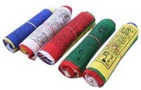 Drapeaux de prière tibétains écologiques en polyester, style volant/suspendu, 5 couleurs Bouddha