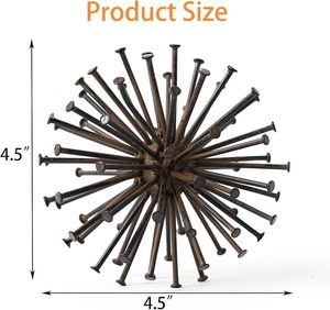 Elegante hierro oxidado Metal Starburst escultura Spike geométrico erizo decoración bola para estanterías mesas sala de estar hogar decorativo - Product Image 6