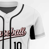 Maillot de baseball blanc, noir et rouge, imprimé par sublimation, numéro 10, sans manches, respirant, 100 % polyester, unisexe, adulte, coupe classique
