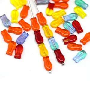 Cuentas redondas de cristal checo mixto de 9x5mm en rojo, naranja y amarillo para la fabricación de joyas y decoración del hogar, cristal de Murano - Product Image 2