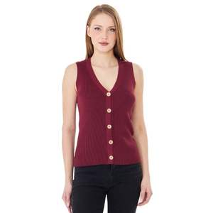 Chaleco de Pana Tejido para Mujer, Estilo Casual y Elegante, Ropa de Invierno de Algodón con Decoración de Botones, Largo hasta la Cintura - Product Image 1