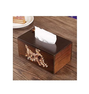 Deluxe Quality Natural Wood Rectangular Tissue Box Modern Home Decoration with Metal Accent Elegant <b>Organiser</b> - Product Image 1