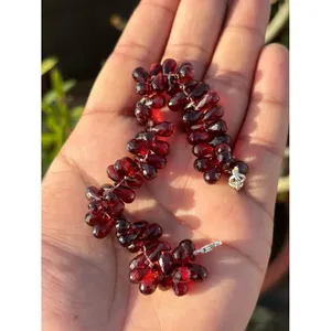 925 Silver Faceted Garnet Beads <b>Bracelet</b> Trendy Religious Geometric <b>Ball</b> Flower Bangles Opal Agate Pearl Diamond Main Gift - Product Image 1
