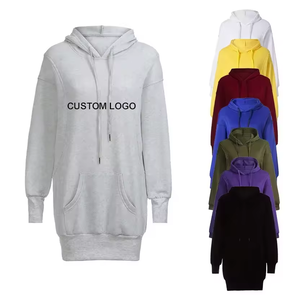 2024 ขายร้อนPulloverฤดูหนาวผู้หญิงที่กําหนดเองEmptyแฟชั่นแขนยาวผ้าฝ้ายMaxi Hoodieชุดด้านข้างSlit Hoodies - Product Image 1