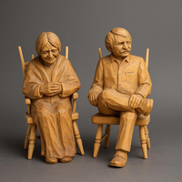 Figurine de couple romantique en bois poli, artisanale, écologique, durable, style Art déco, pour la Saint-Valentin