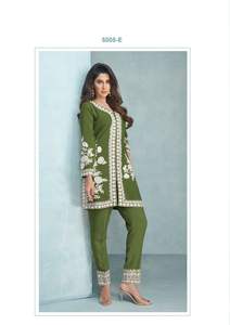 Tenue indienne élégant meilleur tissu vêtements ethniques bonne qualité rayonne Co Ord ensemble avec fil travail femmes mode exportateur - Product Image 4