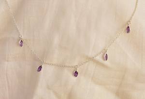 Collier en argent améthyste naturelle chaîne délicate bijoux faits à la main en argent sterling 925 cadeau de naissance minimaliste pour les femmes - Product Image 4