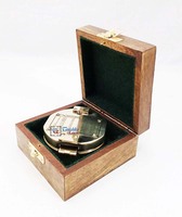 Brunton Compass Modern Wooden Box Gold-Plated Brass Polish Handmade Directional Navigation Instrument Outdoor Use Business Gift