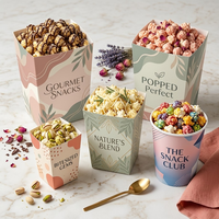 Gobelets à popcorn en kraft avec logo personnalisé, seaux jetables, emballages recyclables pour popcorn