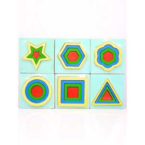 UATOYS Six-Shape Wooden Puzzle Set <b>Educational</b> DIY <b>Toy</b> for 2 to 4 Years Jigsaw Puzzle Teaching Aids for Geometry Fun - Product Image 1