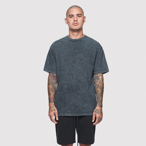 T-shirts personnalisés pour hommes lavés à l'acide 100% coton T-shirt vintage lavé à l'acide minéral T-shirts à col rond T-shirts coupe ample - Product Image 1