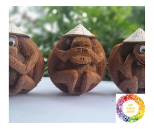 Decoración tradicional de coco de mono-Arte de coco de animales Premium, adornos de coco de animales de concha de coco vietnamita hechos a mano - Product Image 2