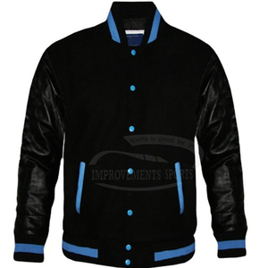 Chaqueta universitaria para hombre de alta calidad de fabricante OEM, Mangas de cuero bordadas, soporte frontal de invierno con letras de béisbol personalizado - Product Image 1