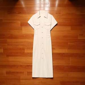 Nút thanh lịch xuống Midi Áo sơ mi ăn mặc phụ nữ giản dị tay áo ngắn thoải mái phong cách mặc hàng ngày món quà - Product Image 4