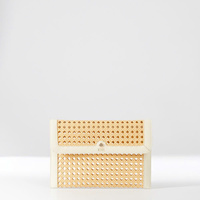 Dernière pochette design colorée en rotin bordé de cuir, fabriquée au Vietnam