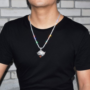 Collier pendentif fantôme vilain entièrement buste en argent sterling 925 et diamants ronds de laboratoire taillés en brillant - Product Image 2