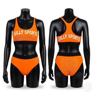 Traje de Baño Premium para Mujer, 280 GSM, Nailon y Spandex, Color Naranja y Negro con Ribete en Contraste, Pedrería, Logotipo Personalizado con Transferencia Térmica - Product Image 1