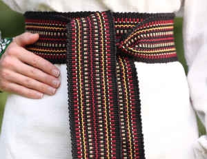 Cinturón Ucraniano Tejido a Mano Negro, Cinturón Étnico Tejido Estilo Bohemio para Traje Nacional y Vestido Bordado - Product Image 2